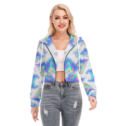 Women's Crop Top Hoodie With Zipper Closure