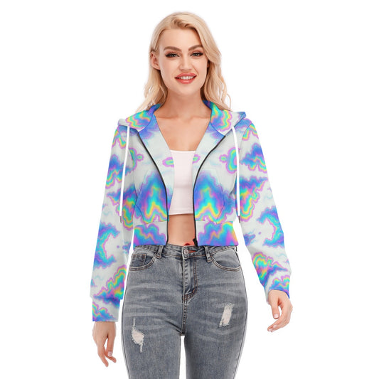 Women's Crop Top Hoodie With Zipper Closure