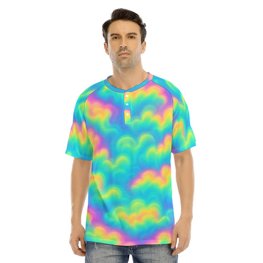 Men's Raglan Sleeve T-shirt With Button Closure