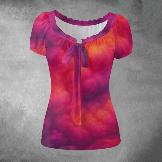 Women's Puff Sleeve Pleated Shirt