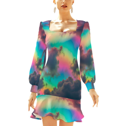 Women's Ruffle Hem Skinny Dress