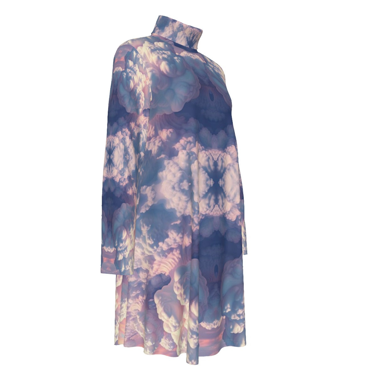 Women's High Neck Dress With Long Sleeve