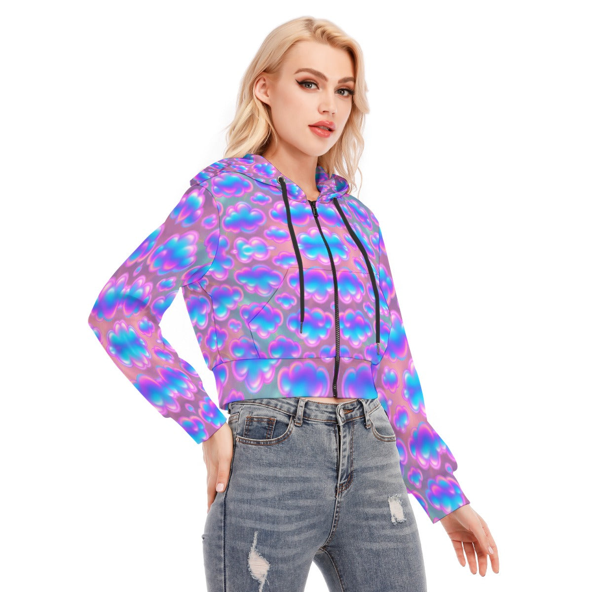 Women's Crop Top Hoodie With Zipper Closure