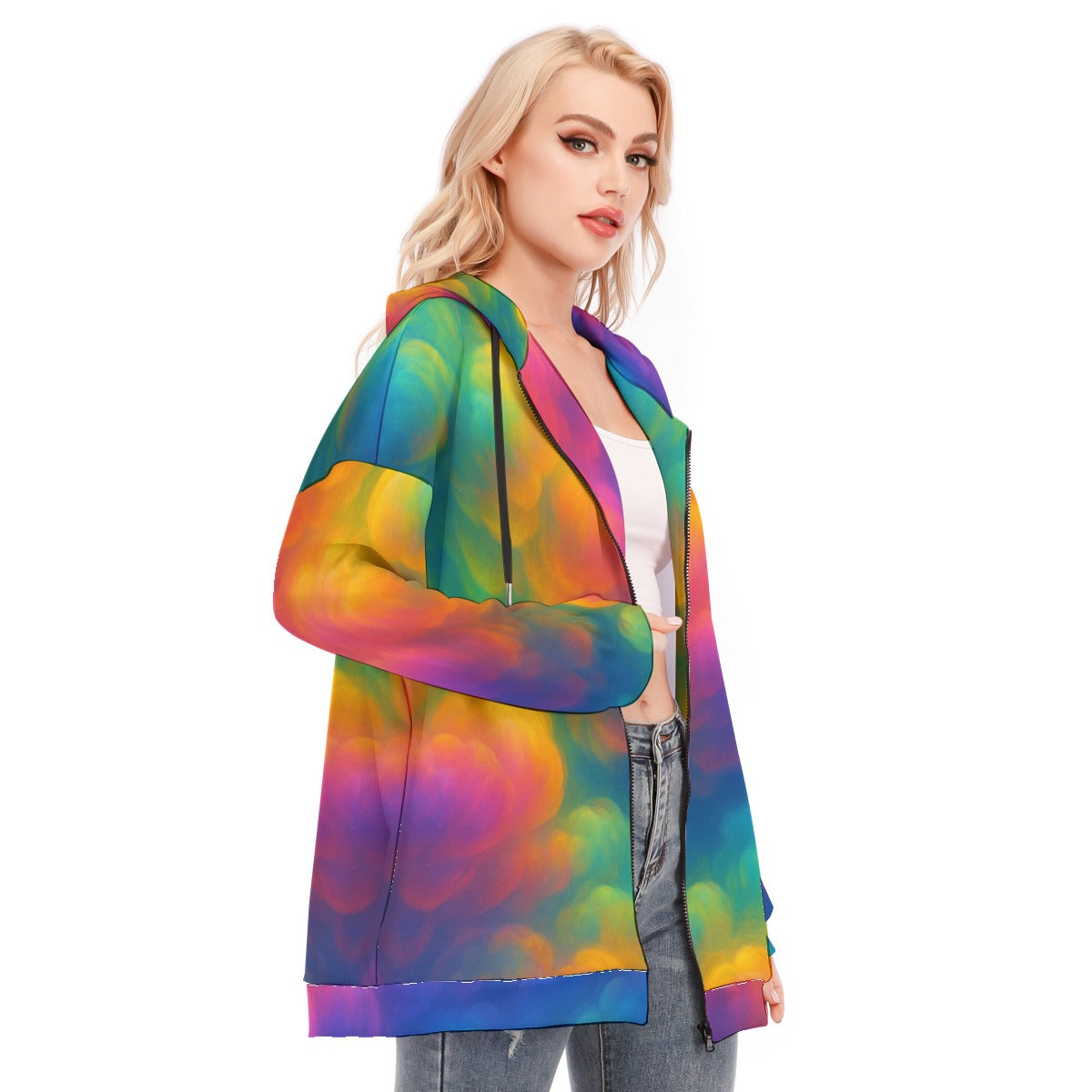 Women's Long Hoodie With Zipper Closure