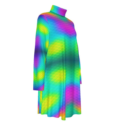 Women's High Neck Dress With Long Sleeve