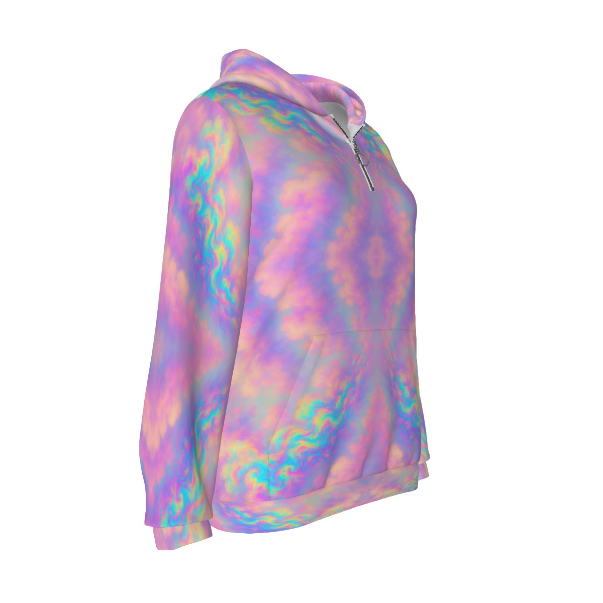 Women's Borg Fleece Hoodie With Half Zip