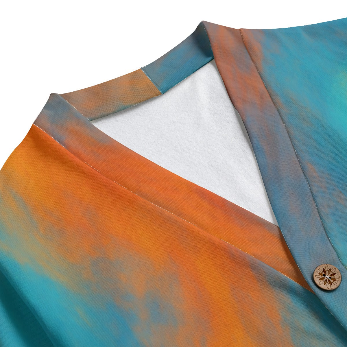 Unisex V-neck Knitted Fleece Cardigan With Button Closure