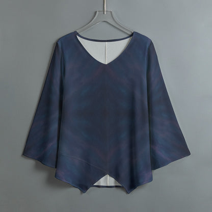 Women's V-neck T-shirt With Irregular Hem