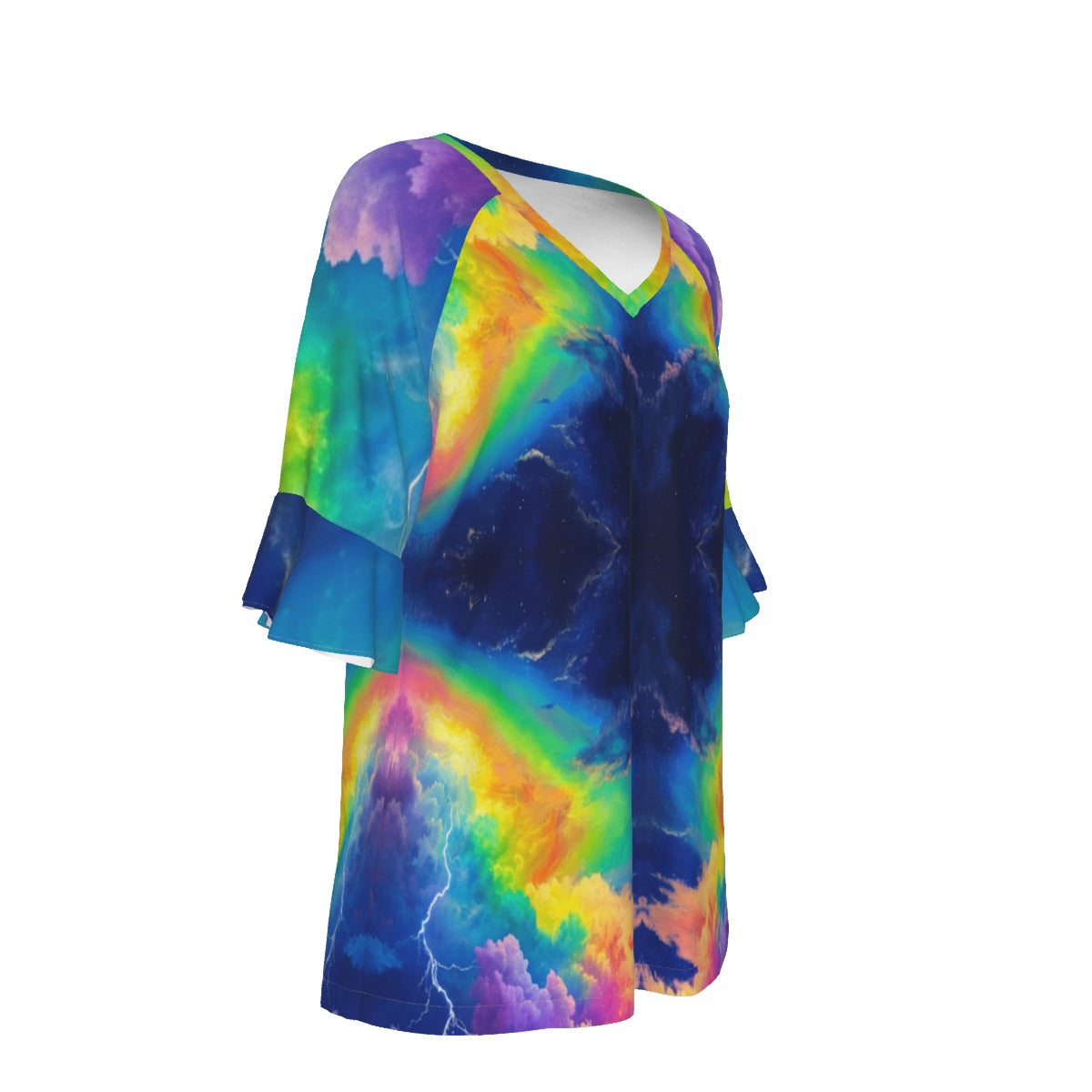 V-neck Women's T-shirt With Bell Sleeve