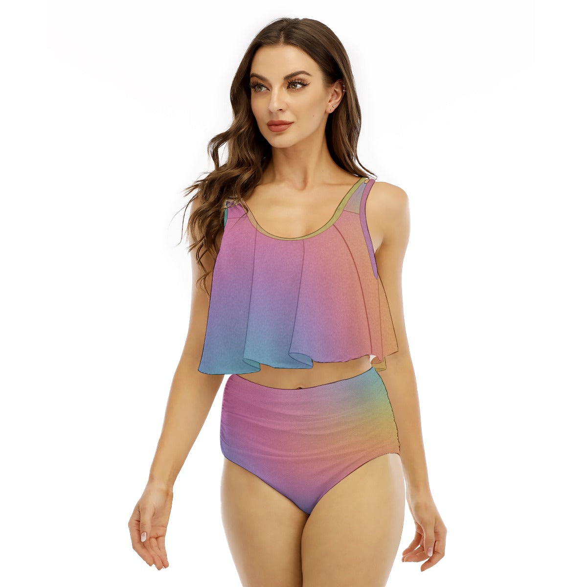 Women's Ruffled Vest Bikini Swimsuit