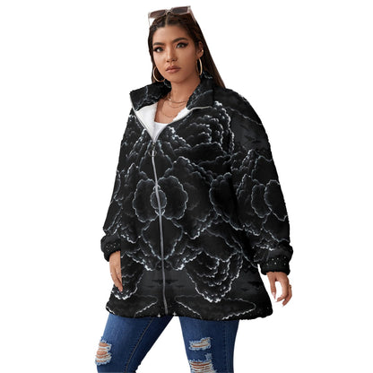 Unisex Borg Fleece Stand-up Collar Coat With Zipper Closure(Plus Size)