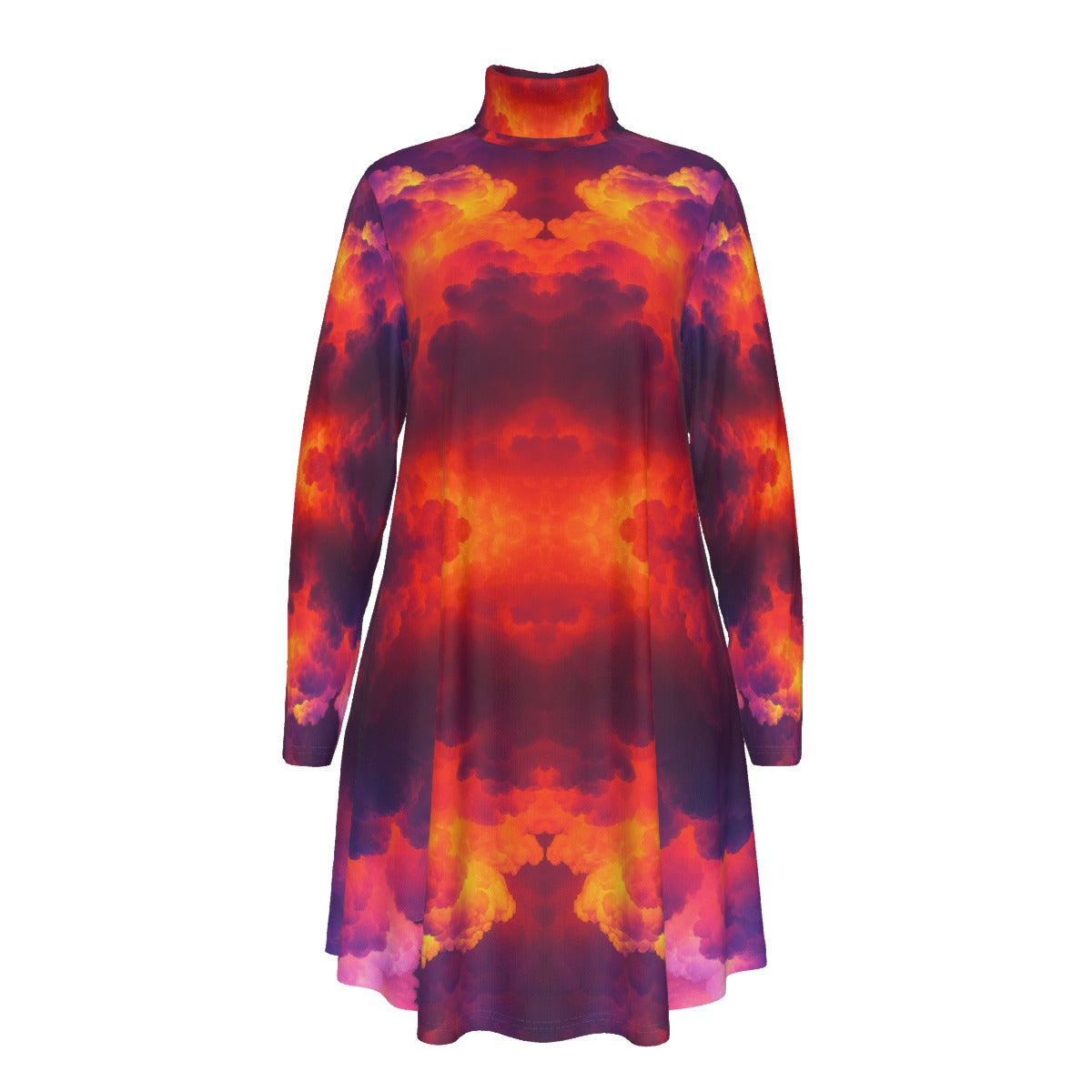 Women's High Neck Dress With Long Sleeve