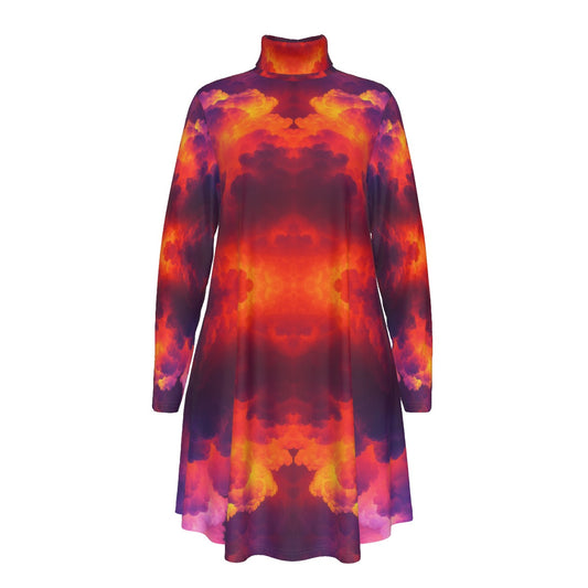 Women's High Neck Dress With Long Sleeve