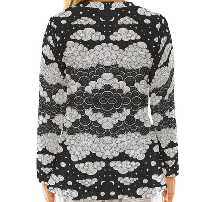 Women's Loose V-Neck T-Shirt With Long Sleeve