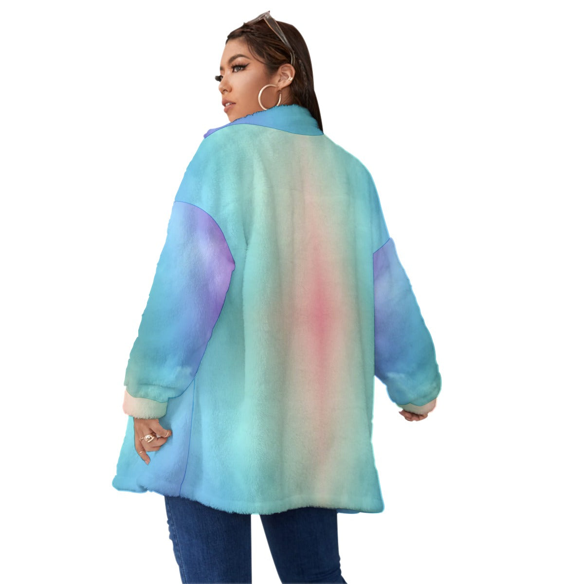 Unisex Borg Fleece Stand-up Collar Coat With Zipper Closure(Plus Size)