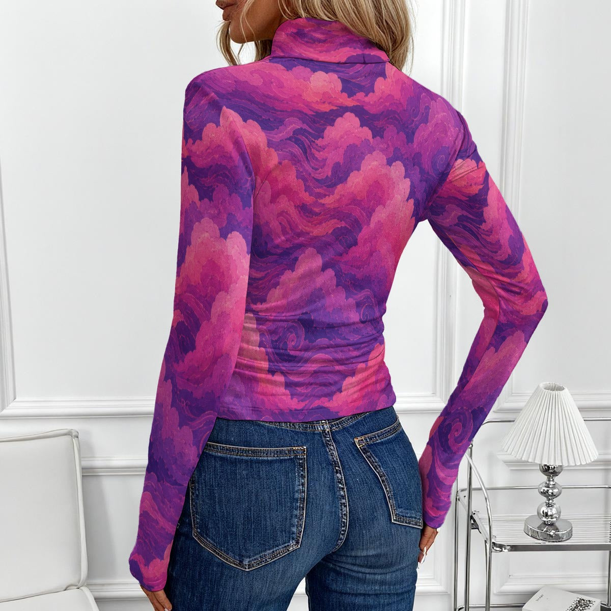 Women's Women's High-Neck Top With Long Sleeve