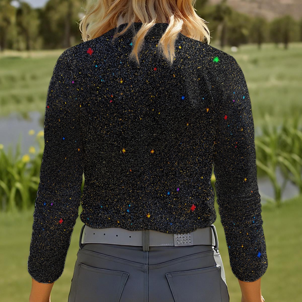 Women's Quarter Zip Sport Shirt With Long Sleeve