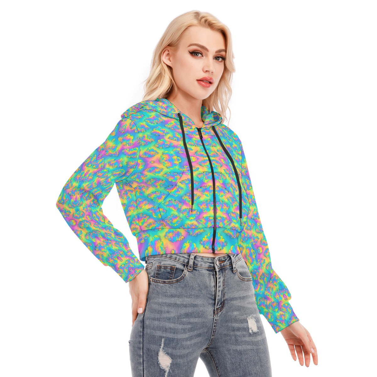 Women's Crop Top Hoodie With Zipper Closure