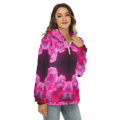Women's Borg Fleece Hoodie With Half Zip