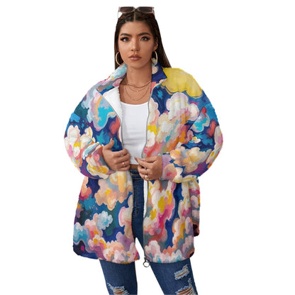 Unisex Borg Fleece Stand-up Collar Coat With Zipper Closure(Plus Size)