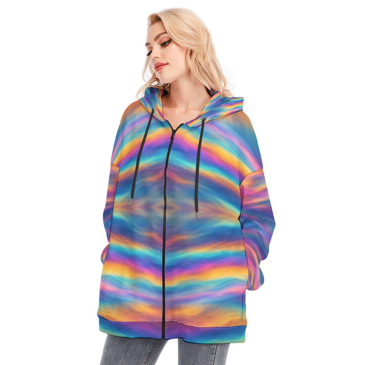 Women's Long Hoodie With Zipper Closure