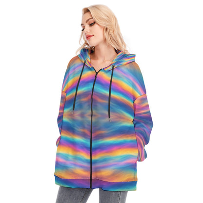 Women's Long Hoodie With Zipper Closure