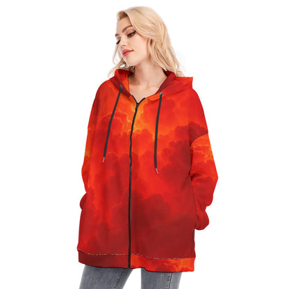 Women's Long Hoodie With Zipper Closure