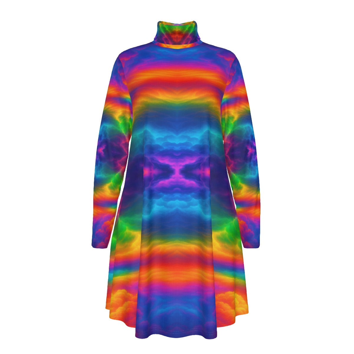 Women's High Neck Dress With Long Sleeve