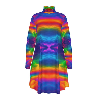 Women's High Neck Dress With Long Sleeve