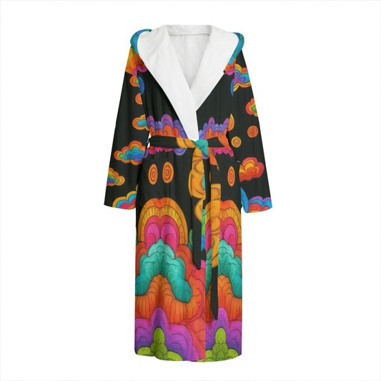 Unisex Flannel Hooded bathrobe