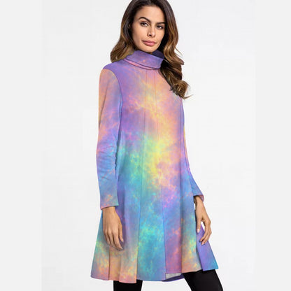 Women's High Neck Dress With Long Sleeve