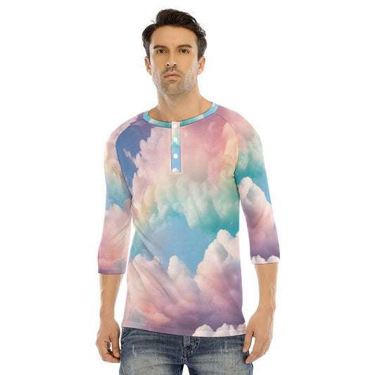 Men's Bracelet Sleeve T-shirt With Button Closure - view 1