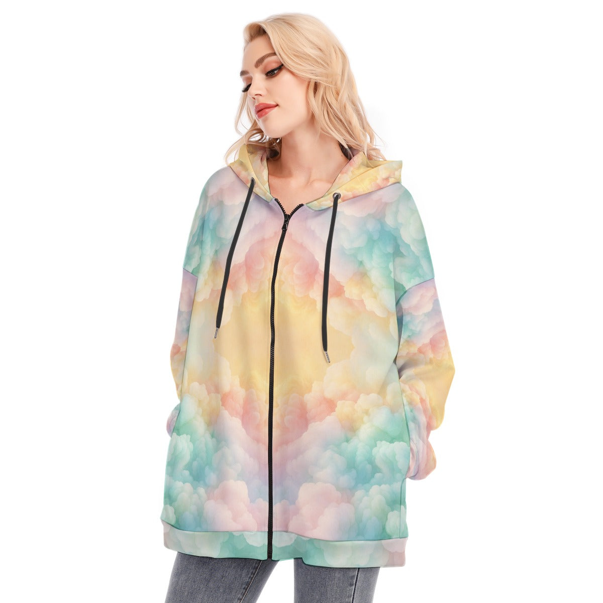 Women's Long Hoodie With Zipper Closure