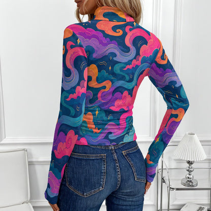 Women's Women's High-Neck Top With Long Sleeve