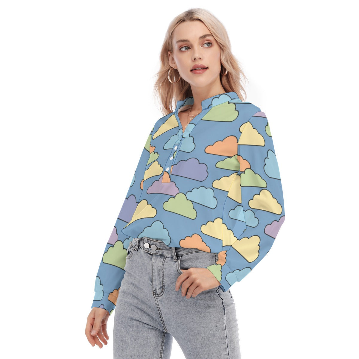 Women's Long Sleeve Blouse With Button Closure