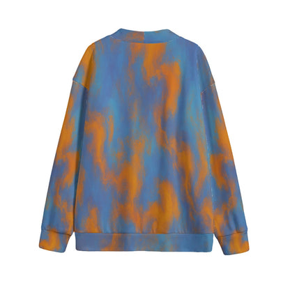 Unisex V-neck Knitted Fleece Cardigan With Button Closure