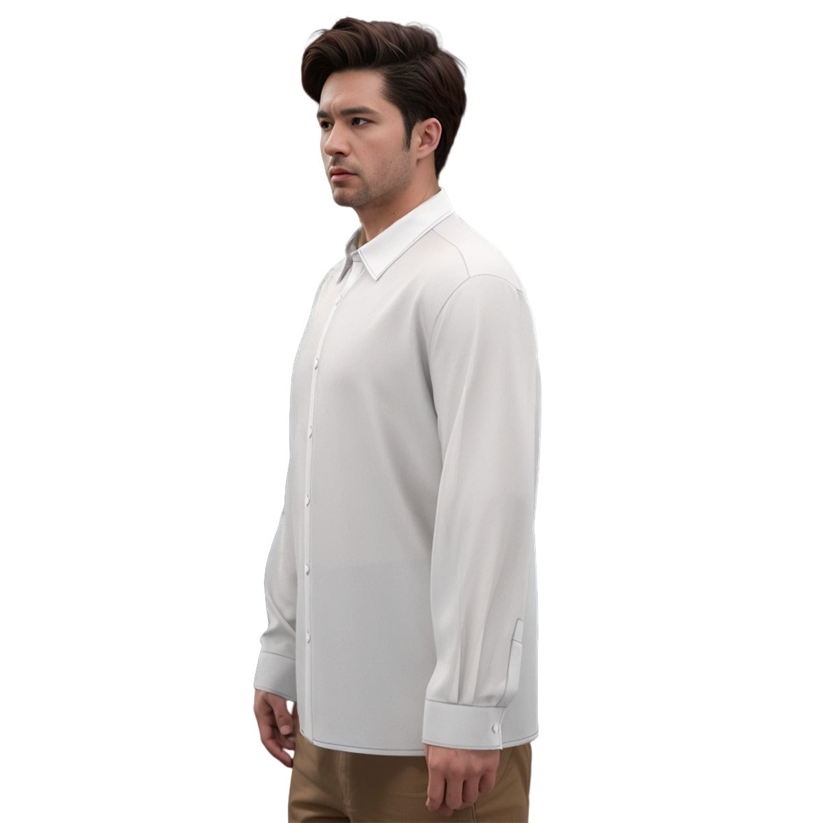 Men's Imitation Silk Long-Sleeved Shirt