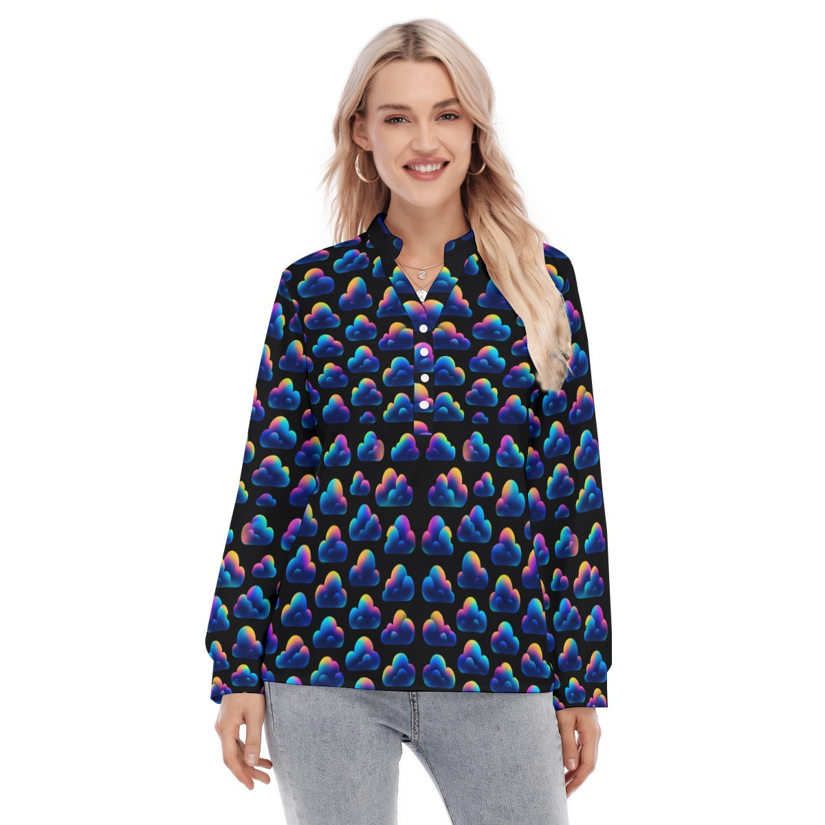 Women's Long Sleeve Blouse With Button Closure