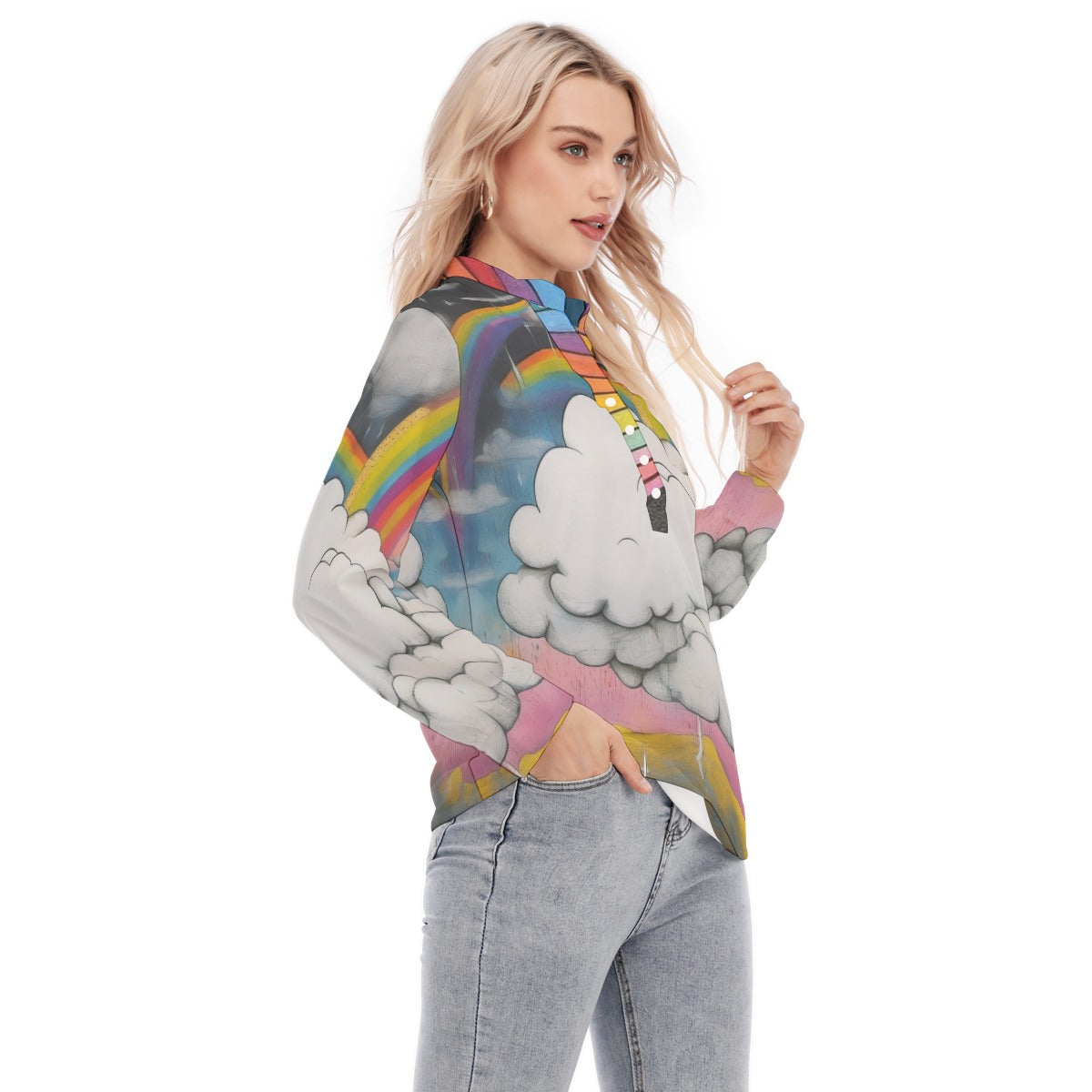 Women's Long Sleeve Blouse With Button Closure