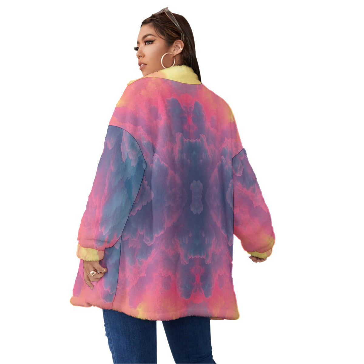 Unisex Borg Fleece Stand-up Collar Coat With Zipper Closure(Plus Size)