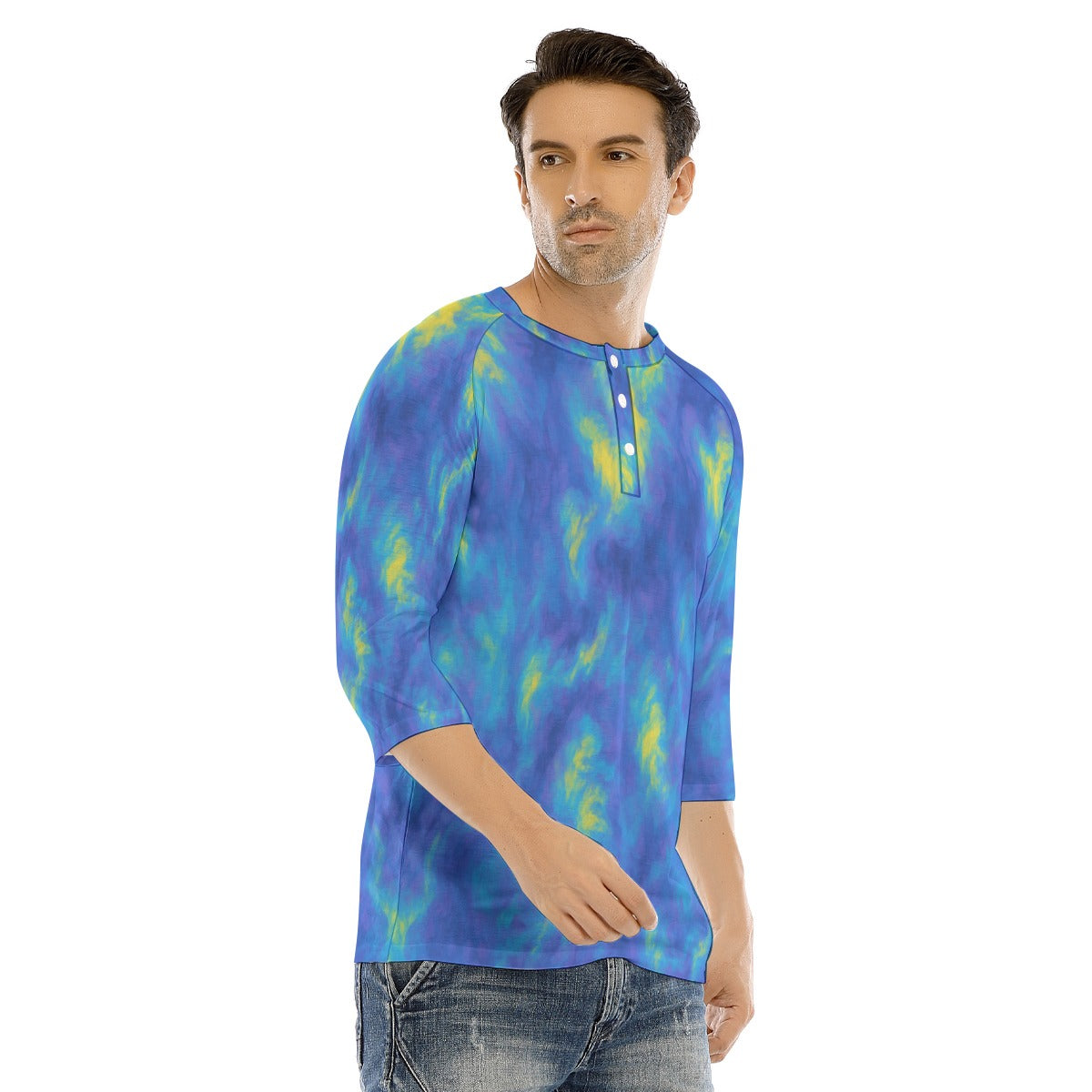 Men's Bracelet Sleeve T-shirt With Button Closure - view 2