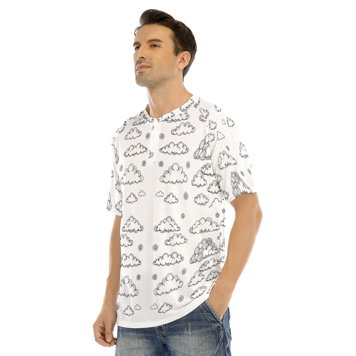 Men's Raglan Sleeve T-shirt With Button Closure