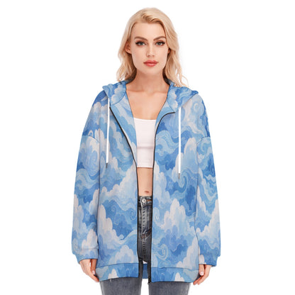 Women's Long Hoodie With Zipper Closure