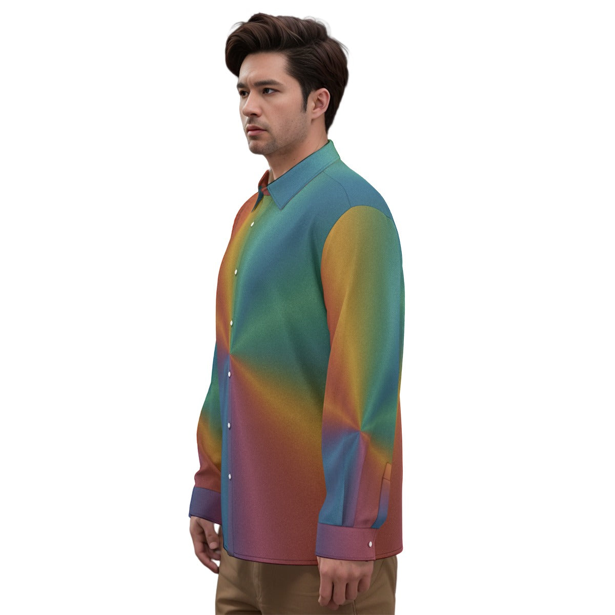 Men's Imitation Silk Long-Sleeved Shirt