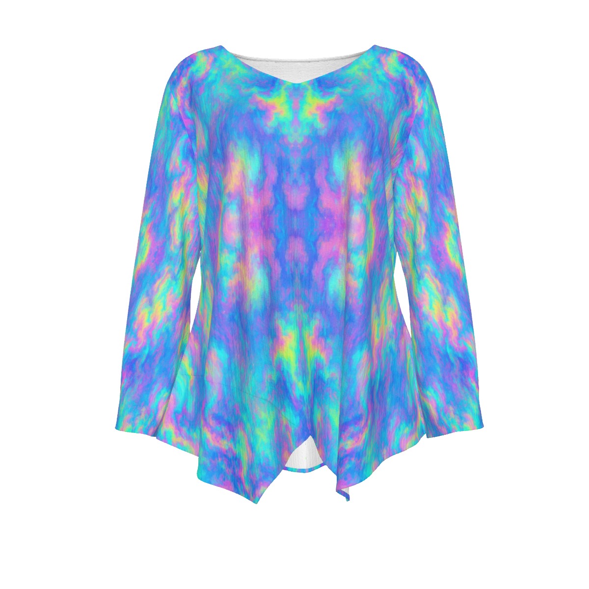 Women's V-neck T-shirt With Irregular Hem