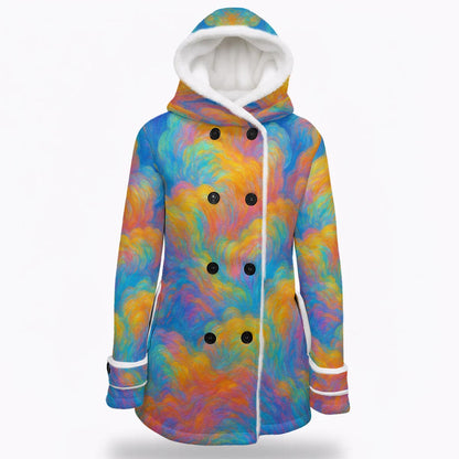 Women's Hooded Double-Breasted Winter Coat With Fleece