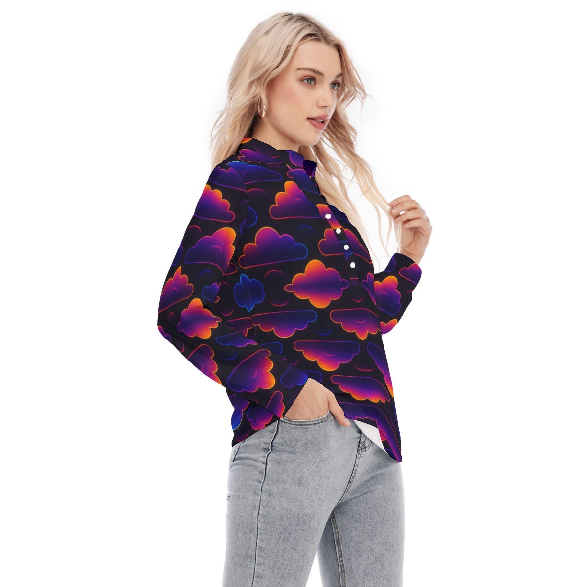 Women's Long Sleeve Blouse With Button Closure
