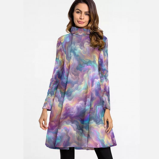 Women's High Neck Dress With Long Sleeve