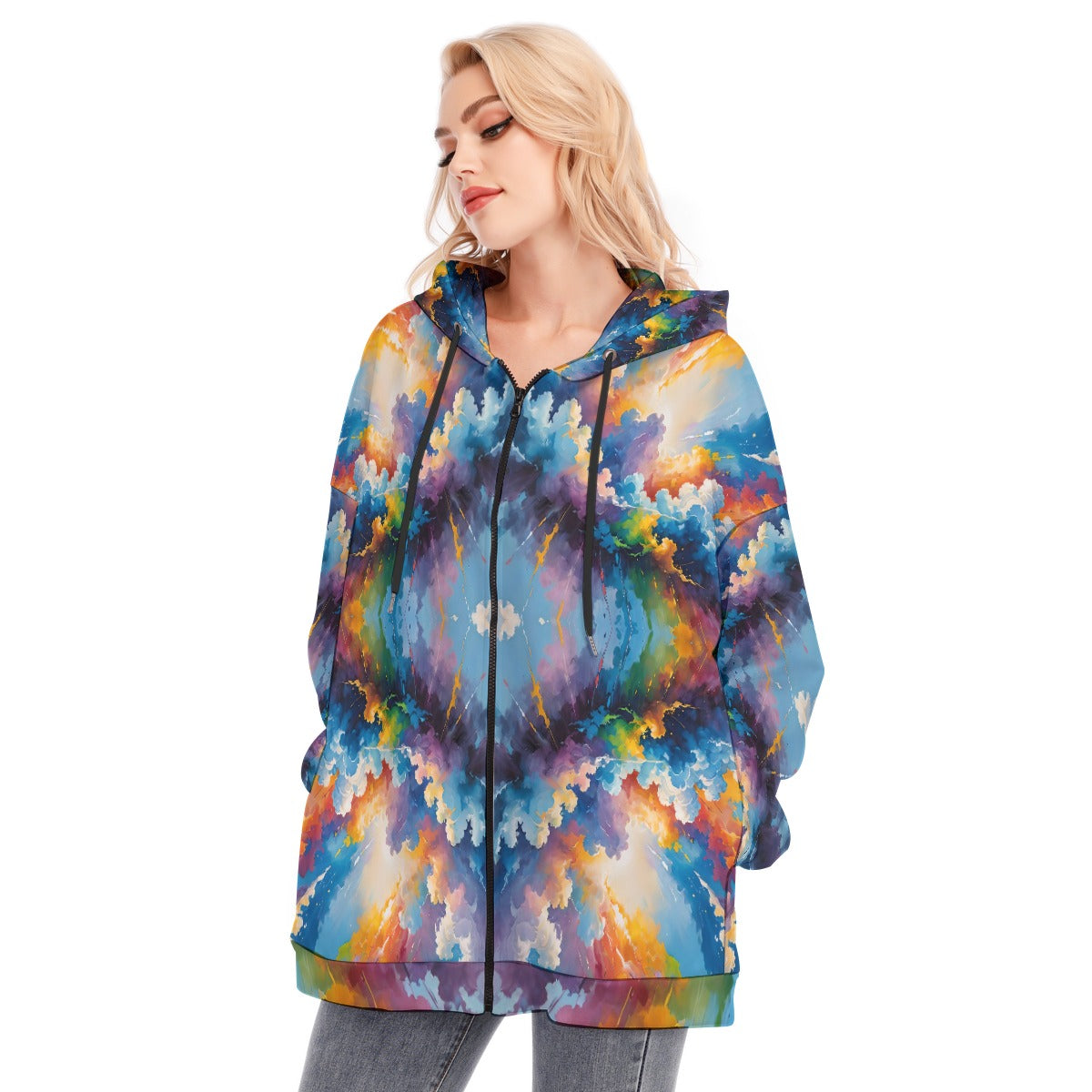 Women's Long Hoodie With Zipper Closure
