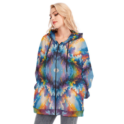 Women's Long Hoodie With Zipper Closure